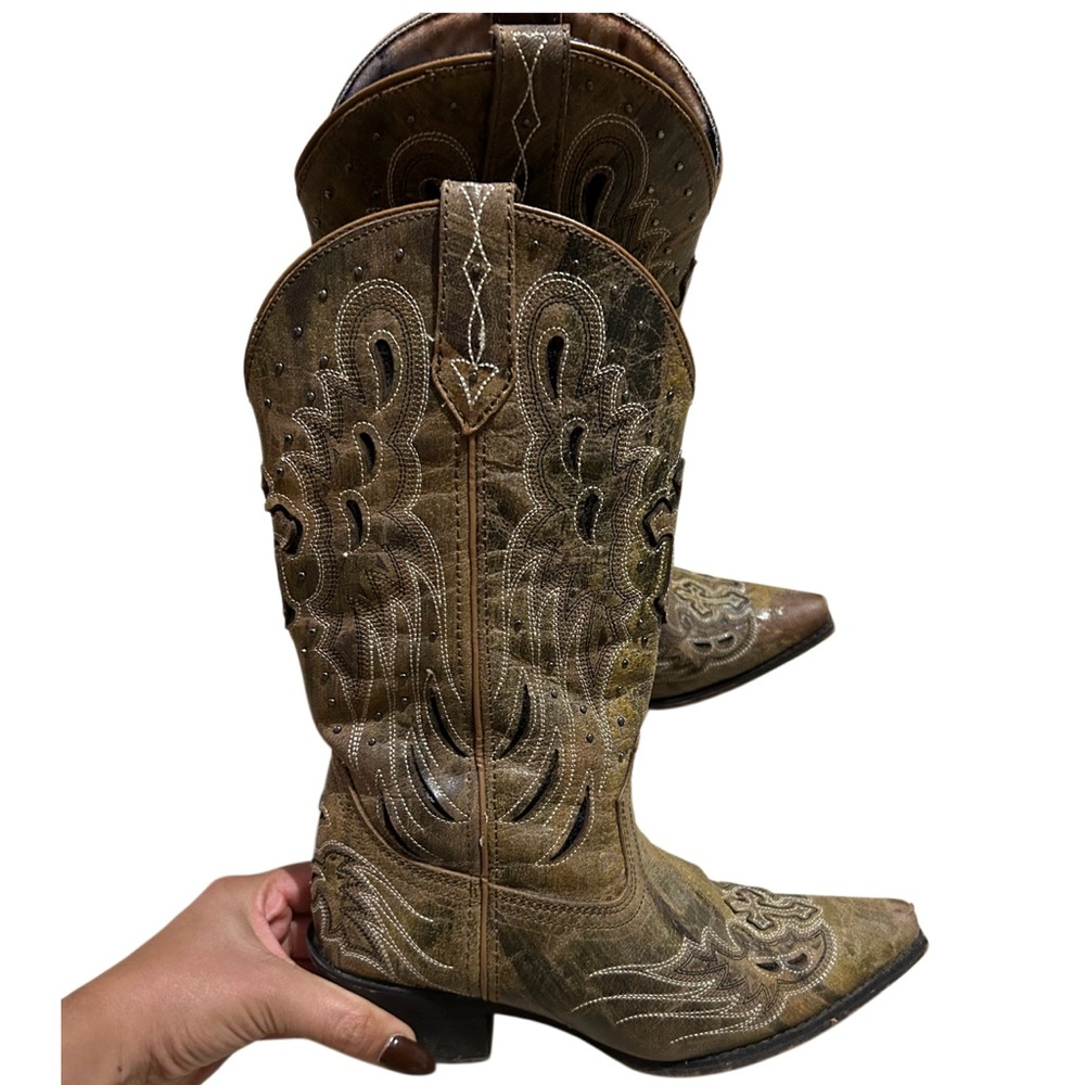 LAREDO Crosswing Snip Toe Embroidered Western Boot Tan Womens 6.5